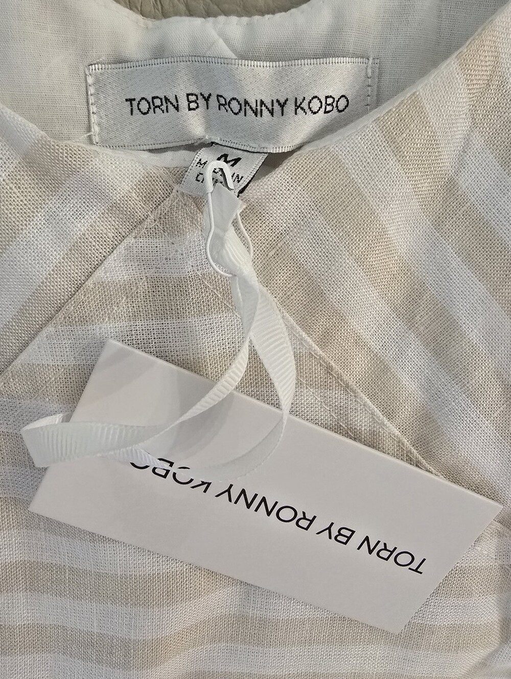 NWT Ronny Kobo Linen Blend Striped Drop Waist Dress - STUNNING! Msrp $168 - Picture 8 of 10